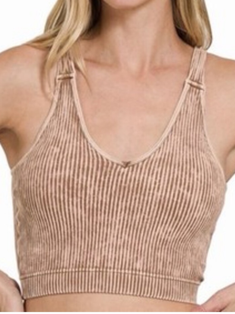 NEW Zenana Brami Crop Top Tank Deep Camel ribbed S/M or L/XL